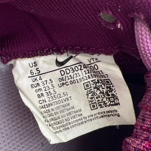 Nike React Infinity Run Flyknit 3 Women's Purple Athletic Sneakers Shoes Sz 6.5 - Picture 6 of 6